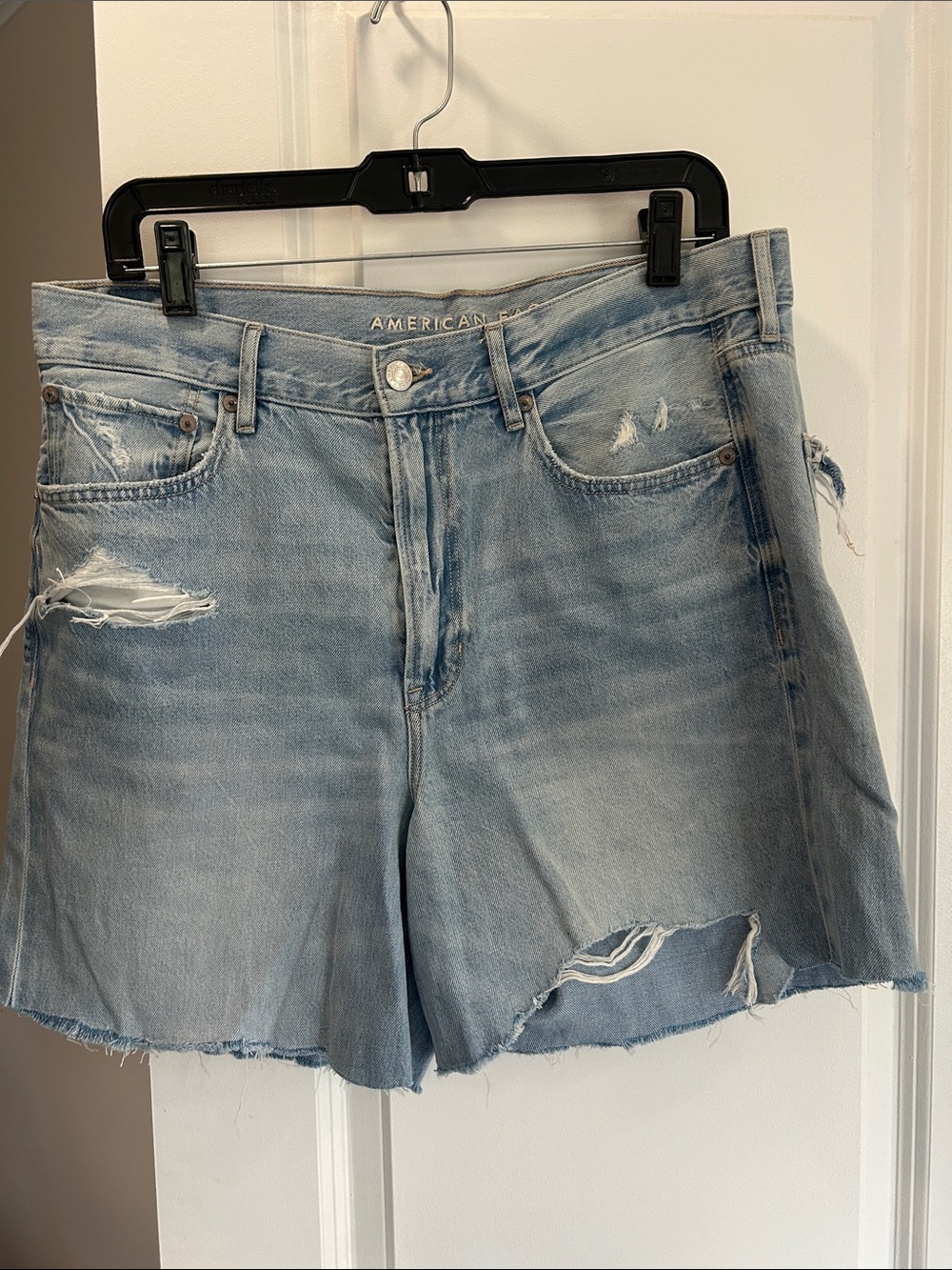 American Eagle Outfitters Light Wash Distressed Denim Shorts